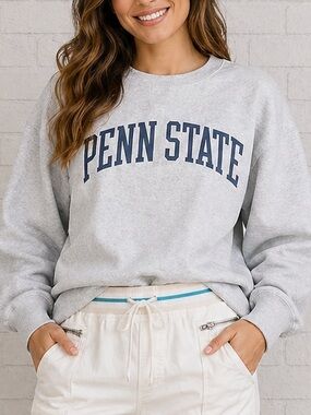 Vintage Champion PSU Penn State light Gray Crewneck sweatshirt Reverse Weave Med